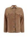 Brunello Cucinelli Suede Leather Jacket In Multicolor