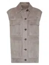 Brunello Cucinelli Grey Suede Leather Vest In Grey