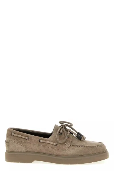 Brunello Cucinelli Women Suede Loafers In White