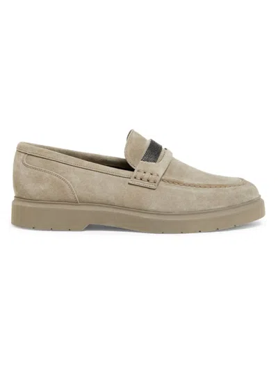 Brunello Cucinelli Women's Suede Penny Loafers In Beige