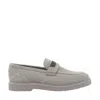 Brunello Cucinelli Crystal-embellished Suede Loafers In Neutral