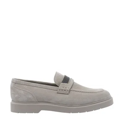 BRUNELLO CUCINELLI BRUNELLO CUCINELLI WOMEN SUEDE PENNY LOAFERS WITH MONILE