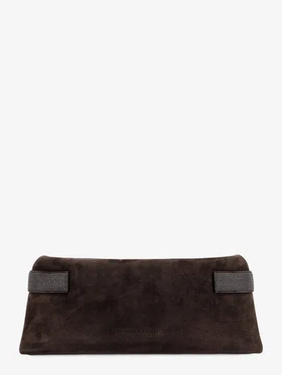 Brunello Cucinelli Women Suede Pochette With Monili Detail