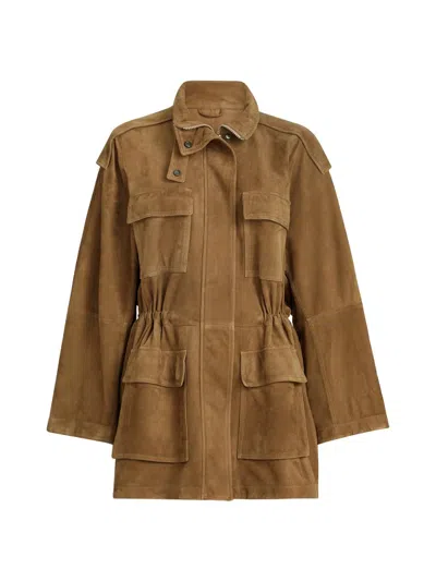 Brunello Cucinelli Women's Suede Safari Jacket With Monili In Brown