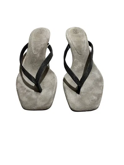 Brunello Cucinelli Women's Suede Sandal In Taupe In Grey