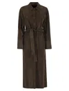 Brunello Cucinelli Women Suede Shirt Dress With Necklace In Multi