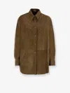 Brunello Cucinelli Women Suede Shirt With Jewellery In Brown