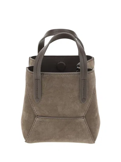 Brunello Cucinelli Women Suede Shoulder Bag In Brown