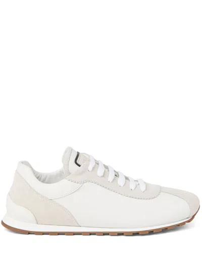 Brunello Cucinelli Women Suede Sneakers With Shiny Details In White