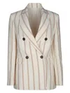 Brunello Cucinelli Multicolor Jacket With All-over Striped Motif And Monile Detail