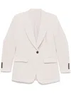 Brunello Cucinelli Linen Single-breasted Jacket Featuring Shoulder Pads In Multicolor