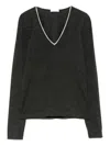 Brunello Cucinelli Women Cashmere And Silk V-necked Sweater In Gray