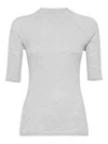 Brunello Cucinelli Cashmere Sparkling Short-sleeve Sweater In Gray