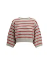Brunello Cucinelli Women Sweater In Perforated Knit In Cream