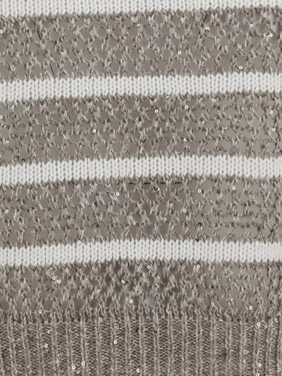 Brunello Cucinelli Women Sweater In Perforated Knit In Multicolor