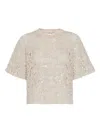 Brunello Cucinelli Dazzling Croc Embroidery T-shirt In Neutral
