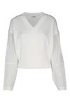 Brunello Cucinelli Knitwear With Buttoned Sheer Panels And V-neckline In Multicolor