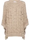Brunello Cucinelli Open-knit Lightweight Top With Wide Sleeves In Multicolor