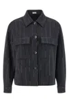 Brunello Cucinelli Knitwear With Chest Pockets And Collared Neck In Blue