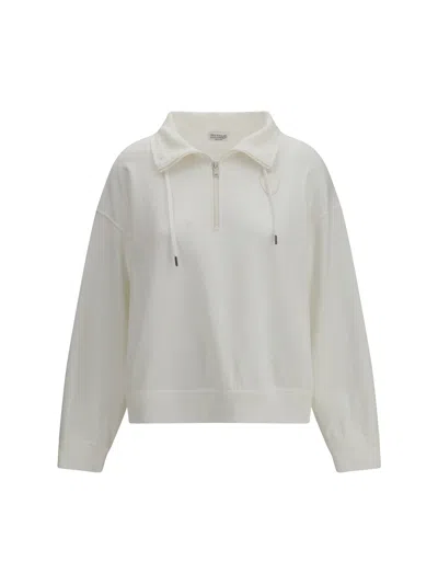 Brunello Cucinelli Women Sweatshirt With Logo Patch In White