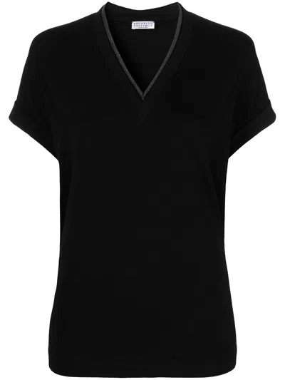 BRUNELLO CUCINELLI BRUNELLO CUCINELLI WOMEN T-SHIRT WITH `PRECIOUS` NECKLINE