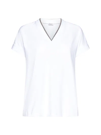 Brunello Cucinelli Women T-shirt Con Scollo Gioiello In Multi