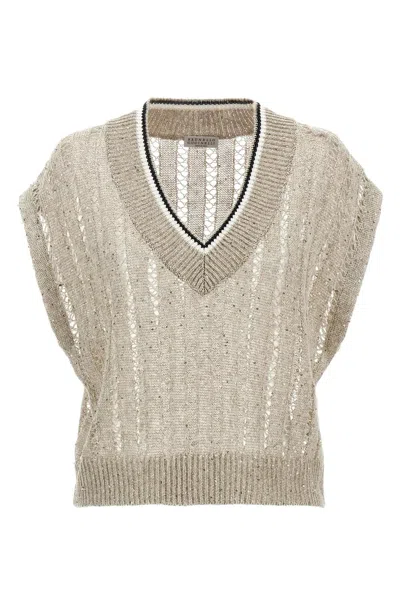 Brunello Cucinelli Women T-shirt Dazzling In Cream
