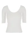 Brunello Cucinelli White U-neck T-shirt With Back Monil Detail In Cotton Woman In White