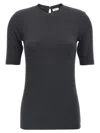 Brunello Cucinelli Ribbed Texture Keyhole Back Short Sleeves Top In Gray