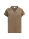Brunello Cucinelli T-shirt With Embellishments In Brown