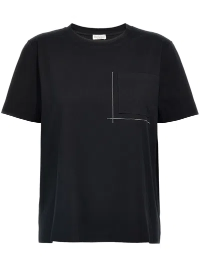 Brunello Cucinelli Women T-shirt With Monili Decoration