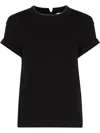 Brunello Cucinelli Short-sleeved T-shirt With Rolled Sleeves And Keyhole Detail In Black