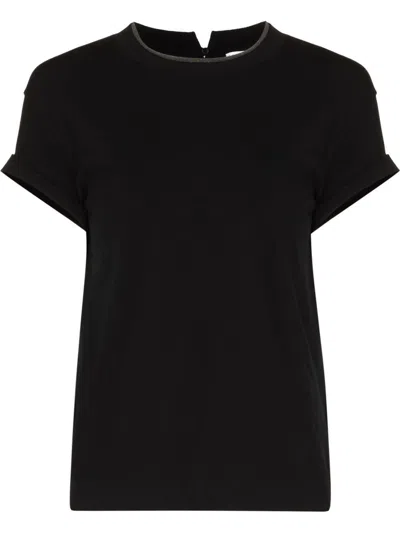 BRUNELLO CUCINELLI BRUNELLO CUCINELLI WOMEN T-SHIRT WITH `PRECIOUS` FAUX-LAYERING