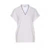 Brunello Cucinelli Cotton T-shirt With V-neck And Contrast Trim