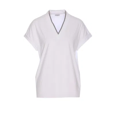 Brunello Cucinelli Women T-shirt With Precious Neckline In White