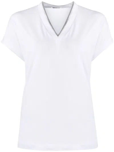 BRUNELLO CUCINELLI BRUNELLO CUCINELLI WOMEN T-SHIRT WITH `PRECIOUS` NECKLINE