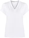 Brunello Cucinelli Monili V-neck Short-sleeve Cotton Jersey T-shirt In White