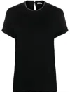 Brunello Cucinelli Short-sleeved T-shirt With Rolled Sleeves And Keyhole Detail In Black