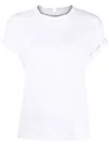 Brunello Cucinelli Stretch Cotton Jersey T-shirt With Precious Faux Layering In White