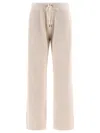 BRUNELLO CUCINELLI WOMEN'S TAN SEQUIN-EMBELLISHED RIBBED TROUSERS FOR SS24