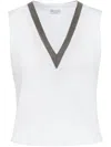 Brunello Cucinelli White Cotton Blend Top