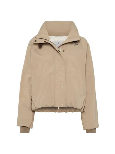 Brunello Cucinelli Long-sleeve Down Jacket In Walnut