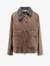 Brunello Cucinelli Canvas Cotton Jacket Contrast Collar