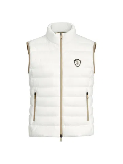 Brunello Cucinelli Women's Techno Cotton Piqué Down Vest With Logo In White