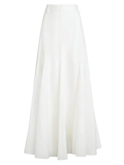 Brunello Cucinelli Women's Techno Cotton Poplin Flared Skirt With Monili In White