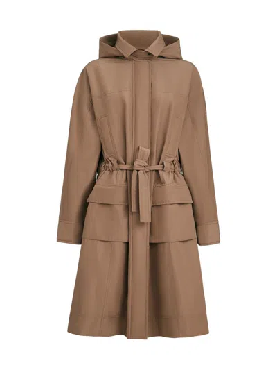 Brunello Cucinelli Techno-cotton Taffeta Coat With Detachable Hood And Shiny Zipper Pull In Brown