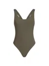 Brunello Cucinelli One Piece Swimsuit Scoop Neckline High Cut In Gray