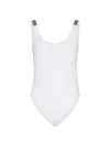 Brunello Cucinelli White Techno Jersey Precious Details One-piece Swimsuit In White