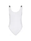 Brunello Cucinelli White Techno Jersey Precious Details One-piece Swimsuit In White