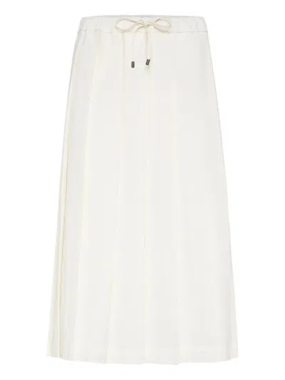 BRUNELLO CUCINELLI BRUNELLO CUCINELLI WOMEN TECHNO VIRGIN WOOL CANVAS PLEATED TRACK SKIRT